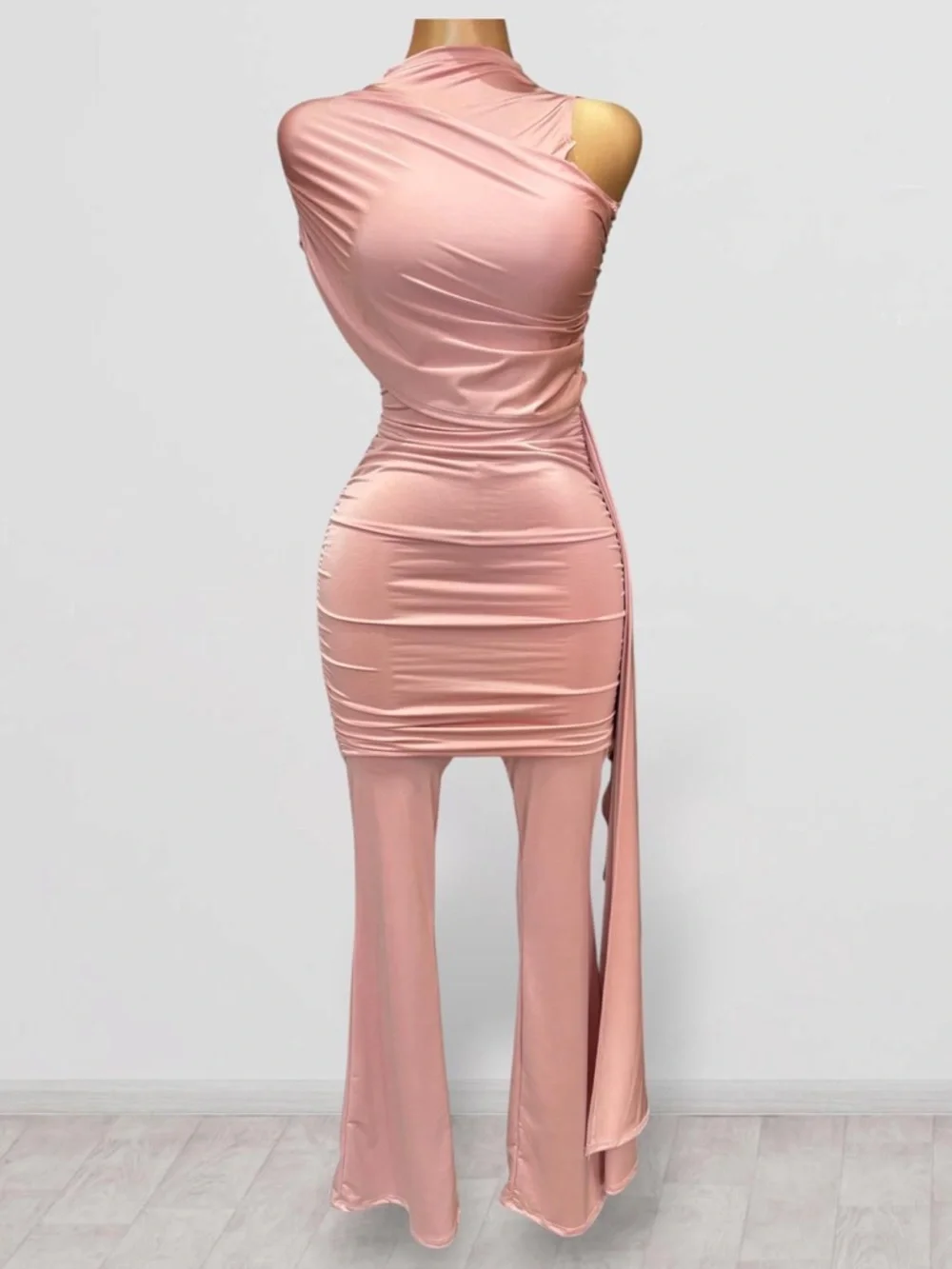 2PCs One-Shoulder Ruched Pant Set - Picture 5 of 9